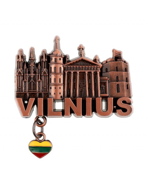 Metalinis magnetas Vilnius su trispalve širdute